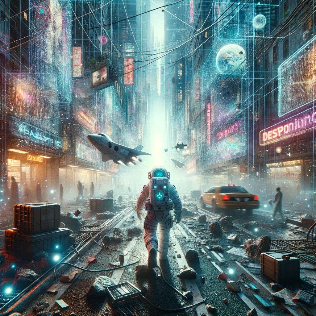an astronaut, digital art, dystopia